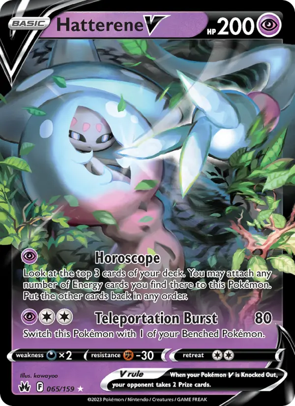 Hatterene V Holo Rare V Pokemon card #065 from Crown Zenith