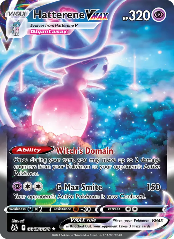 Hatterene VMAX Ultra Rare Pokemon card #GG47 from Crown Zenith