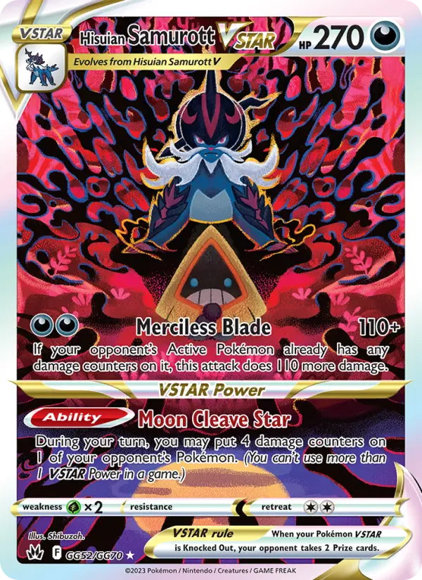 Hisuian Samurott VSTAR Ultra Rare Pokemon card #GG52 from Crown Zenith