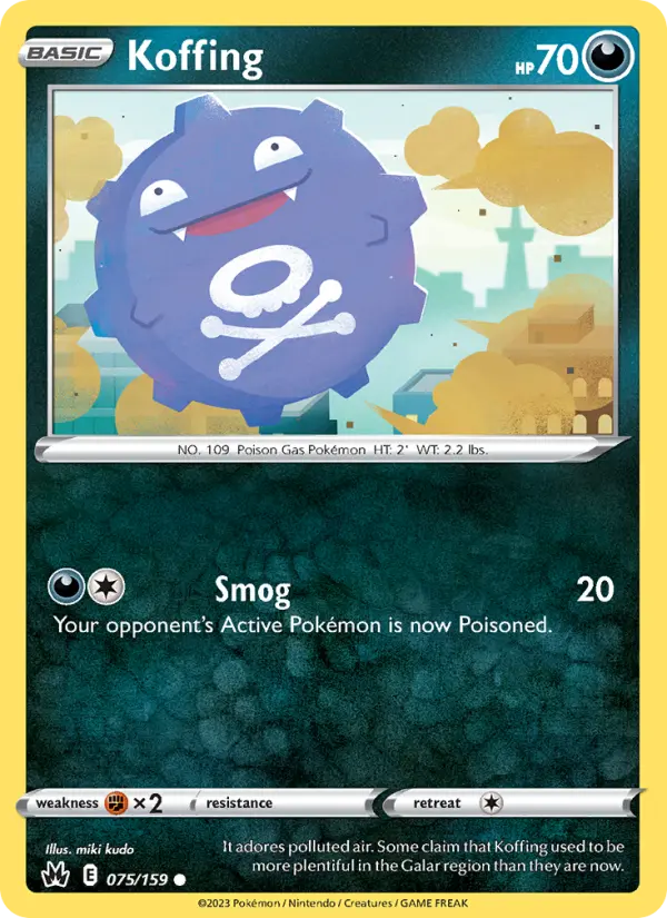 Koffing Common Pokemon card #075 from Crown Zenith