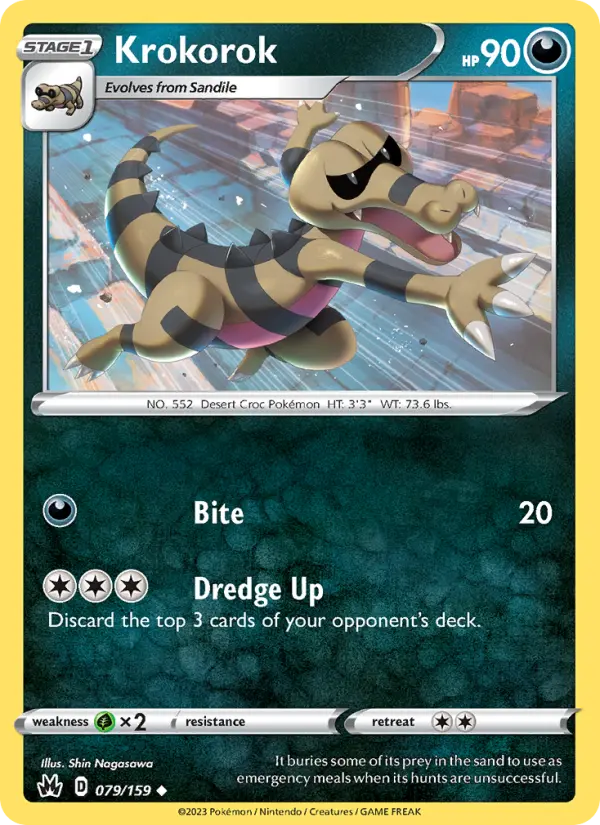 Krokorok Uncommon Pokemon card #079 from Crown Zenith