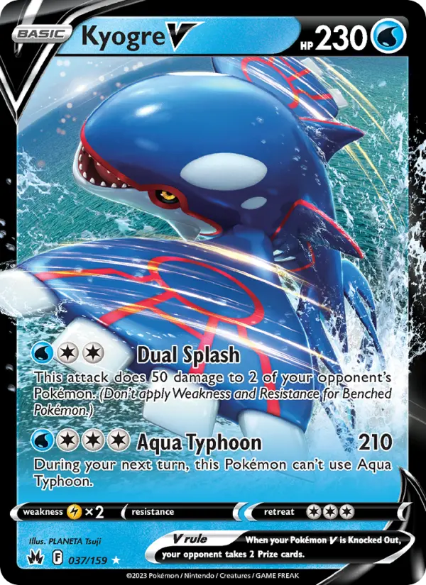 Kyogre V Holo Rare V Pokemon card #037 from Crown Zenith