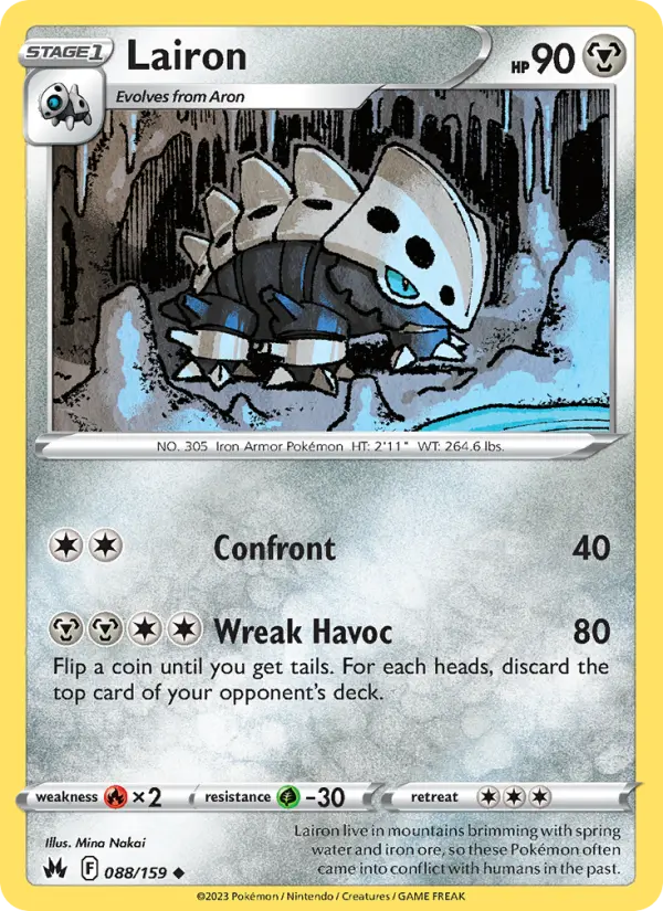 Lairon Uncommon Pokemon card #088 from Crown Zenith