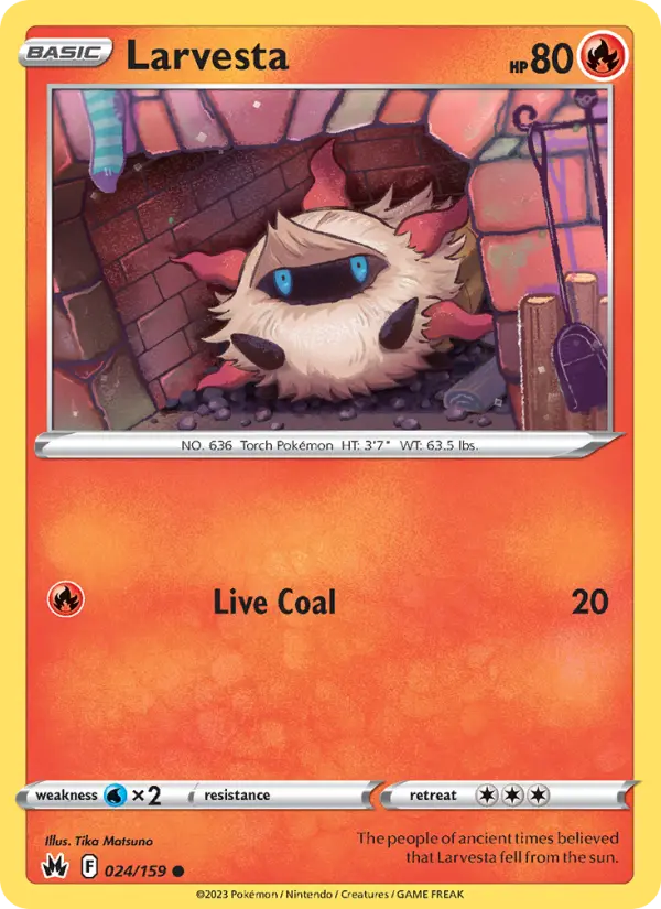 Larvesta Common Pokemon card #024 from Crown Zenith