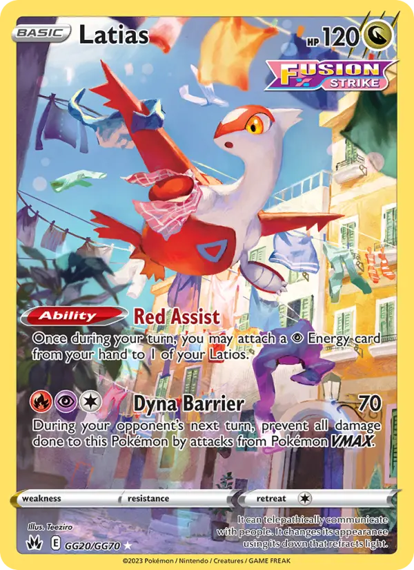 Latias Rare Pokemon card #GG20 from Crown Zenith