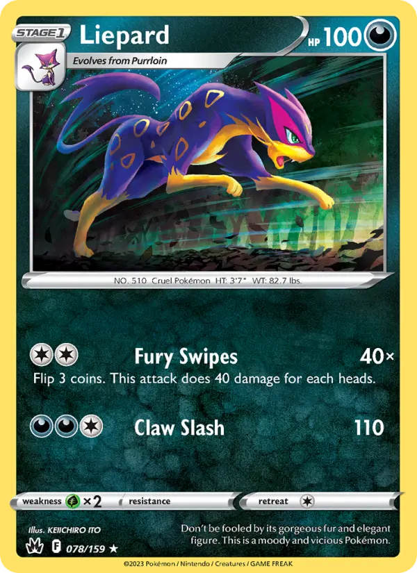 Liepard Rare Pokemon card #078 from Crown Zenith
