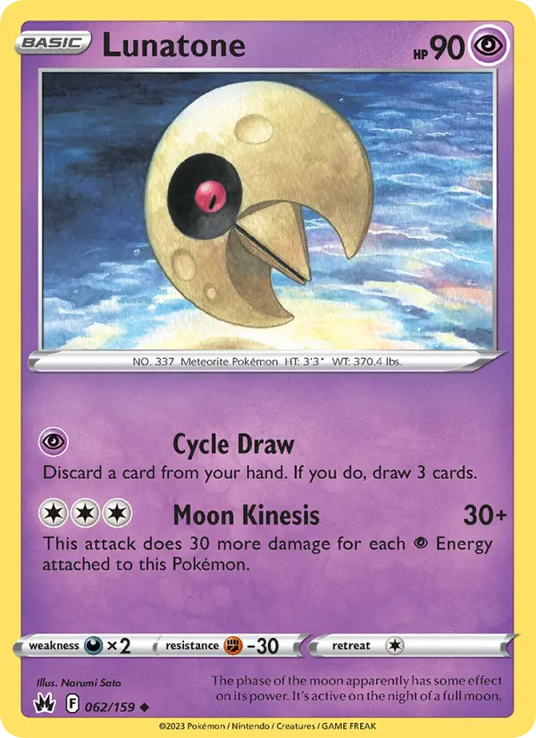 Lunatone Uncommon Pokemon card #062 from Crown Zenith