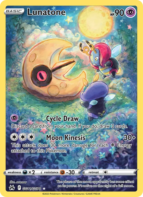 Lunatone Rare Pokemon card #GG11 from Crown Zenith