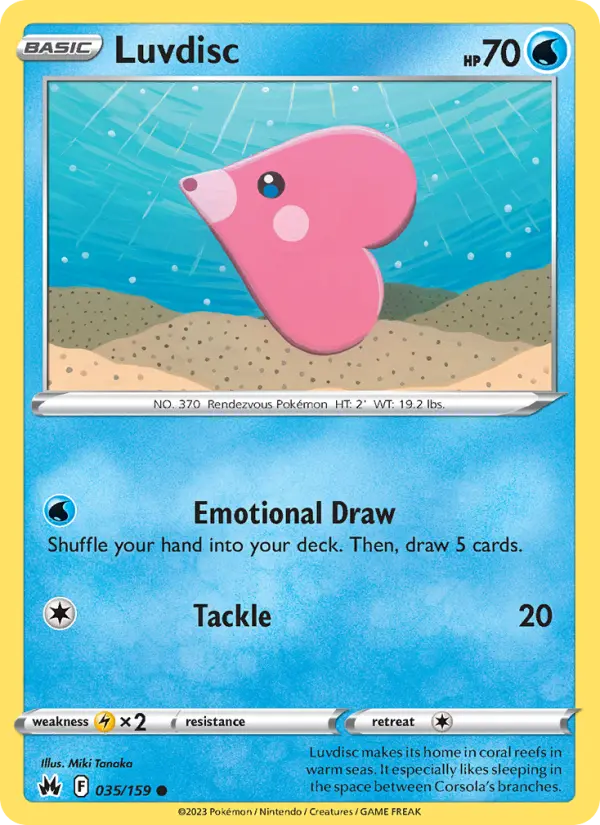 Luvdisc Common Pokemon card #035 from Crown Zenith