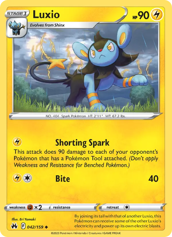 Luxio Uncommon Pokemon card #042 from Crown Zenith