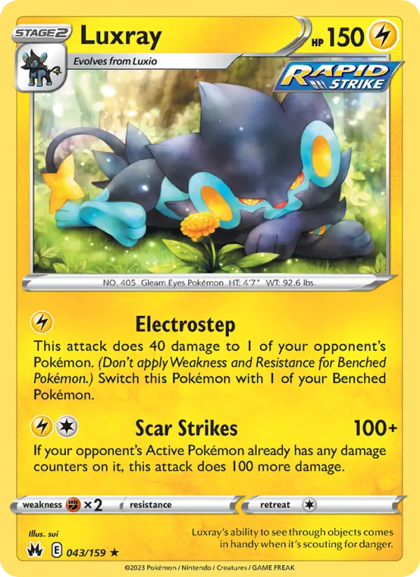 Luxray Rare Pokemon card #043 from Crown Zenith