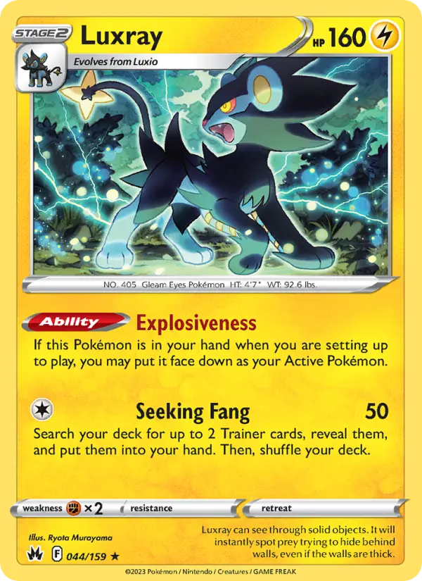 Luxray Rare Pokemon card #044 from Crown Zenith