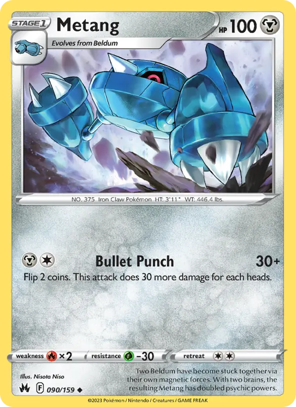 Metang Uncommon Pokemon card #090 from Crown Zenith