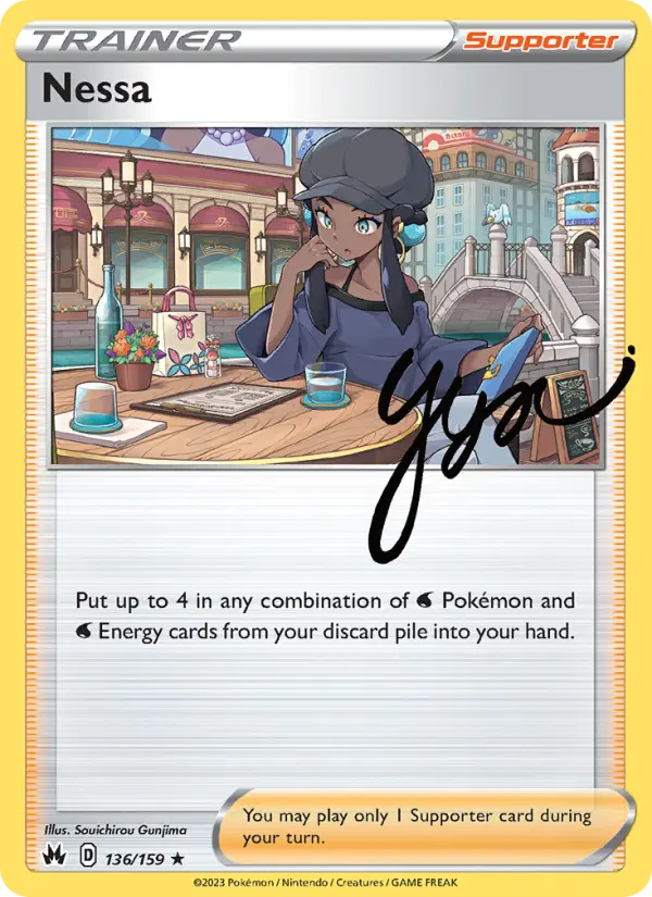 Nessa Holo Rare Pokemon card #136 from Crown Zenith