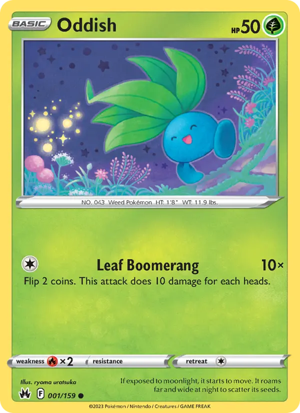 Oddish Common Pokemon card #001 from Crown Zenith