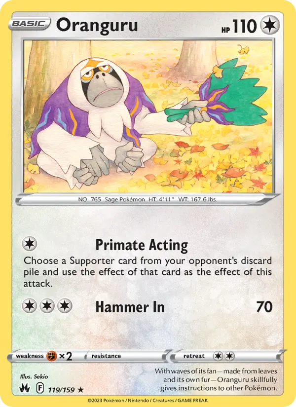 Oranguru Rare Pokemon card #119 from Crown Zenith