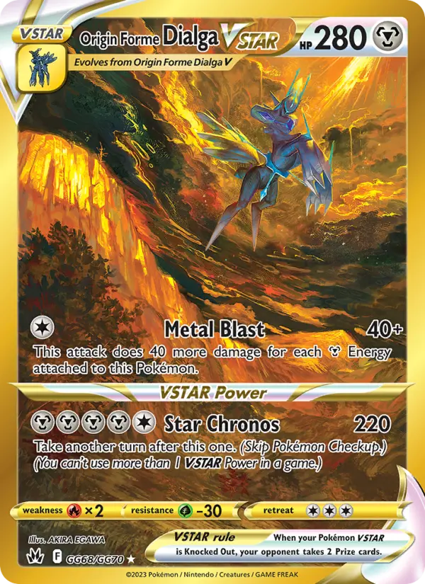 Origin Forme Dialga VSTAR Secret Rare Pokemon card #GG68 from Crown Zenith