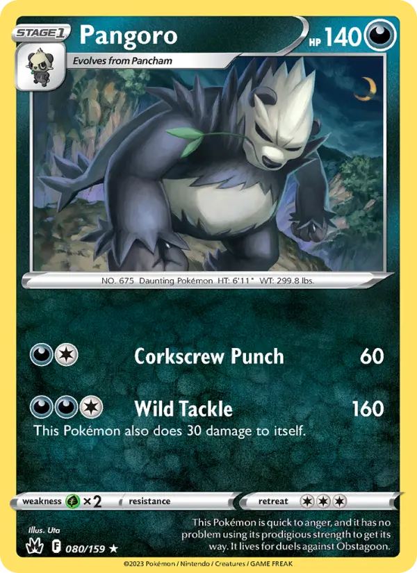 Pangoro Rare Pokemon card #080 from Crown Zenith