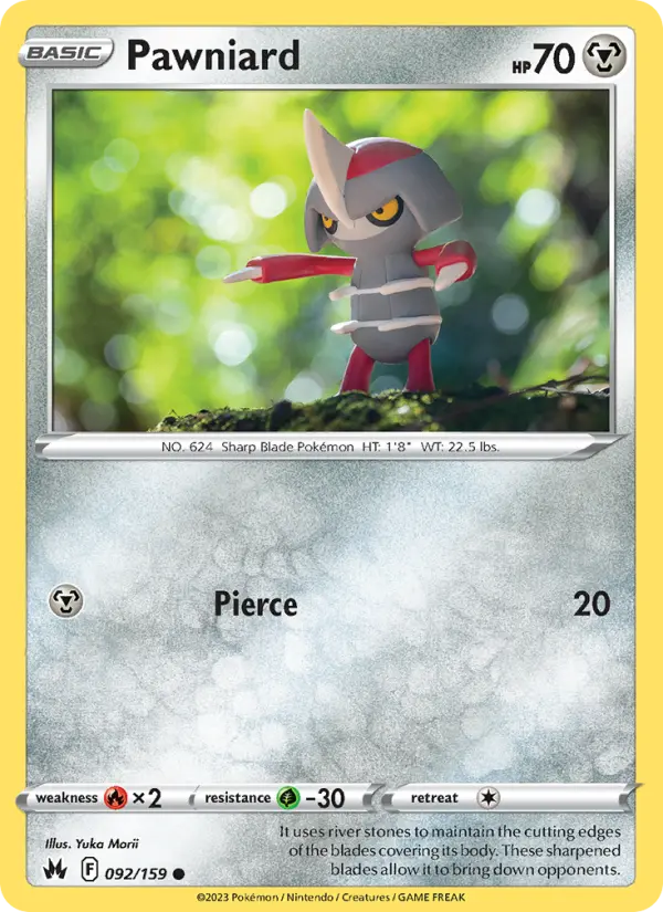 Pawniard Common Pokemon card #092 from Crown Zenith