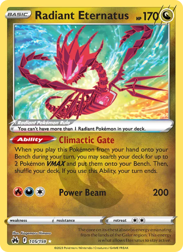 Radiant Eternatus Radiant Rare Pokemon card #105 from Crown Zenith