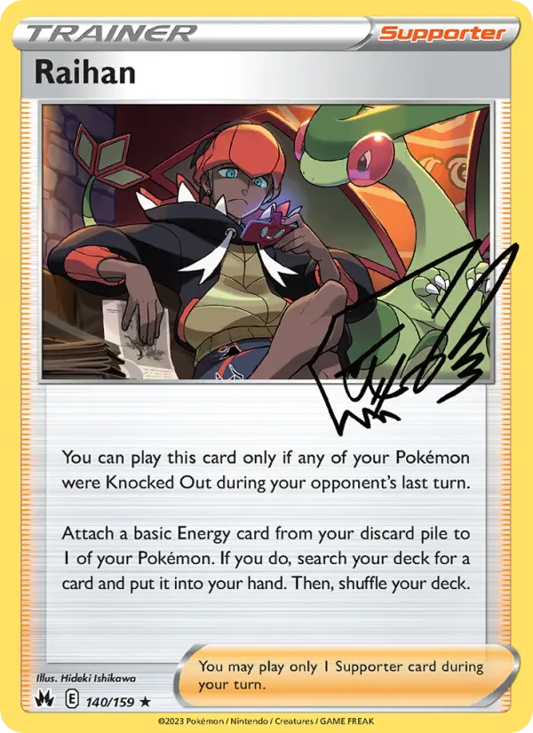 Raihan Holo Rare Pokemon card #140 from Crown Zenith