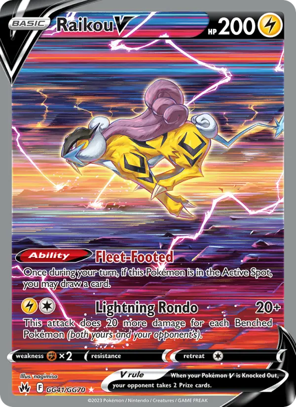 Raikou V Ultra Rare Pokemon card #GG41 from Crown Zenith