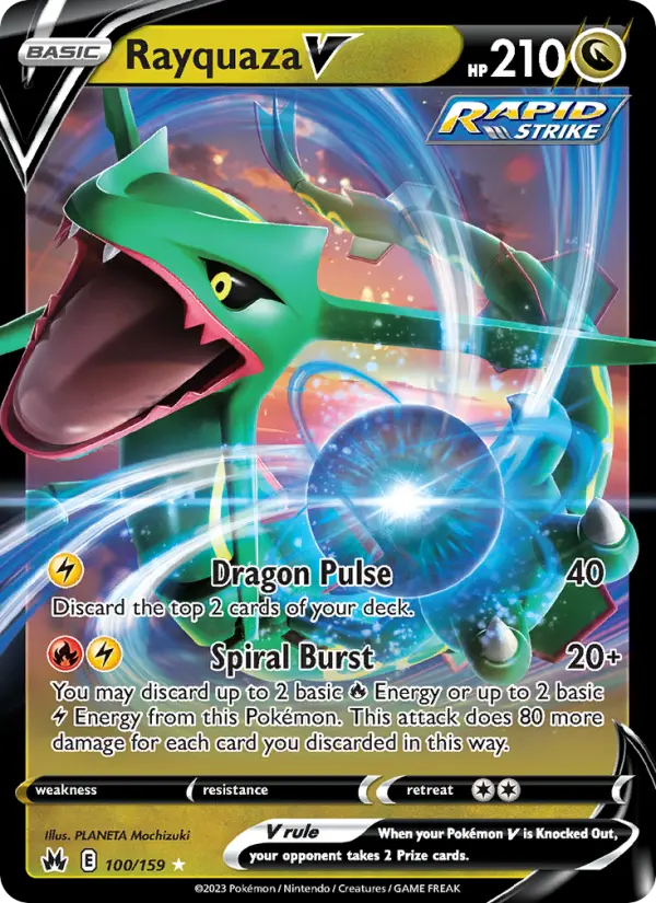 Rayquaza V Holo Rare V Pokemon card #100 from Crown Zenith