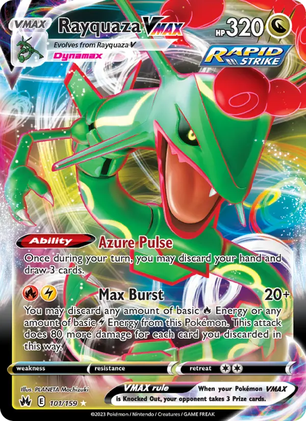 Rayquaza VMAX Holo Rare VMAX Pokemon card #101 from Crown Zenith