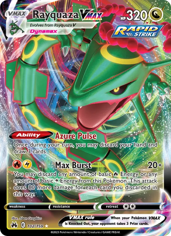 Rayquaza VMAX Ultra Rare Pokemon card #102 from Crown Zenith