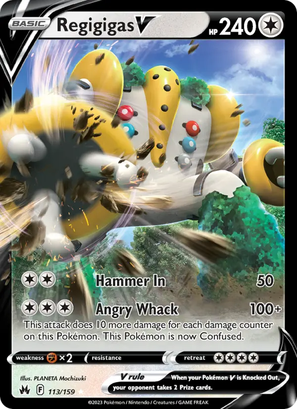 Regigigas V Holo Rare V Pokemon card #113 from Crown Zenith