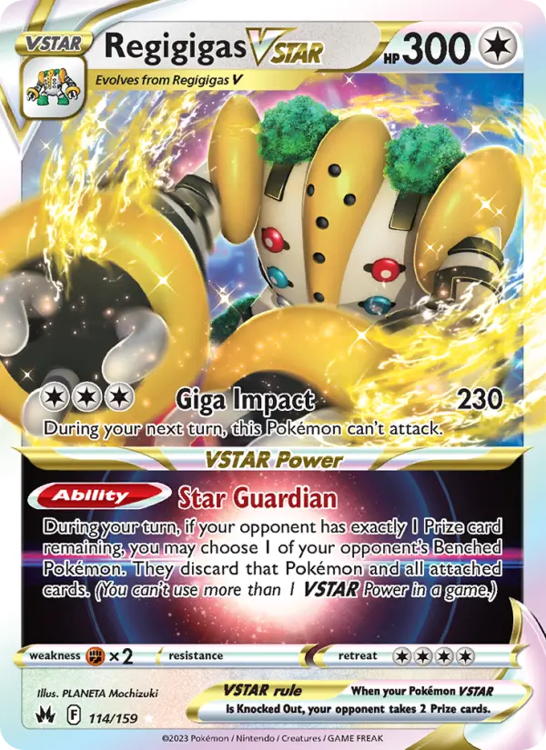 Regigigas VSTAR Holo Rare VSTAR Pokemon card #114 from Crown Zenith