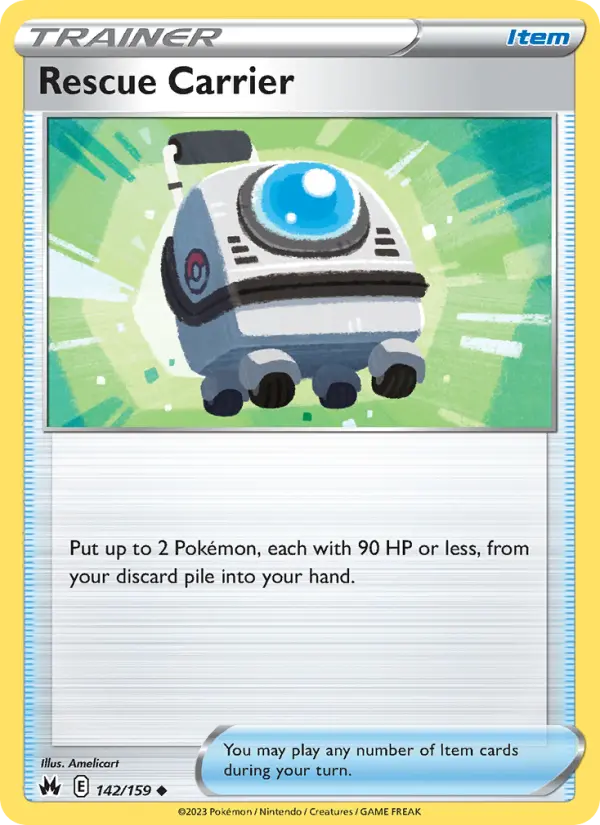 Rescue Carrier Uncommon Pokemon card #142 from Crown Zenith