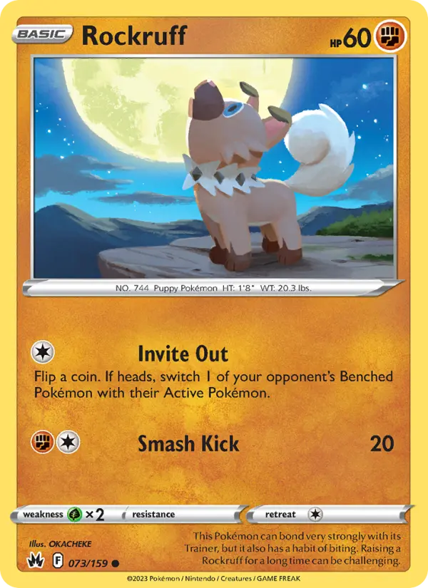Rockruff Common Pokemon card #073 from Crown Zenith