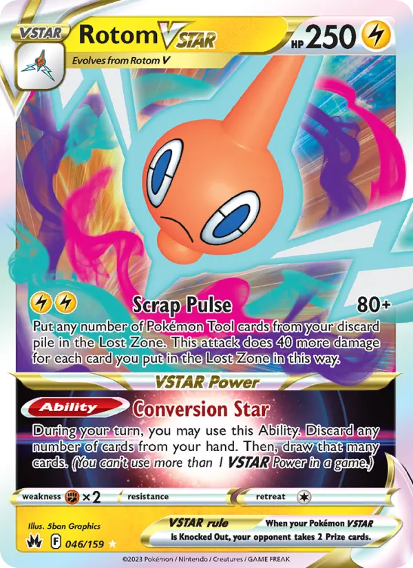 Rotom VSTAR Holo Rare VSTAR Pokemon card #046 from Crown Zenith