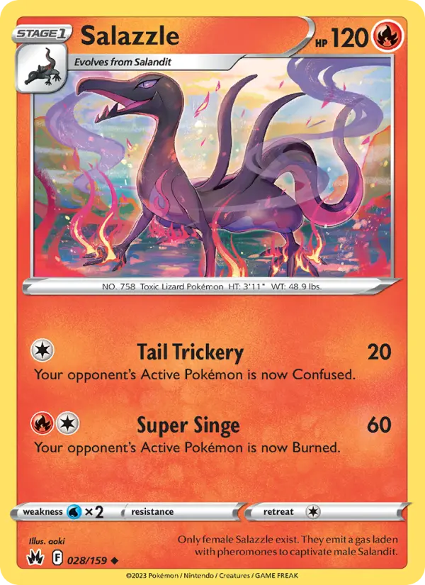 Salazzle Uncommon Pokemon card #028 from Crown Zenith