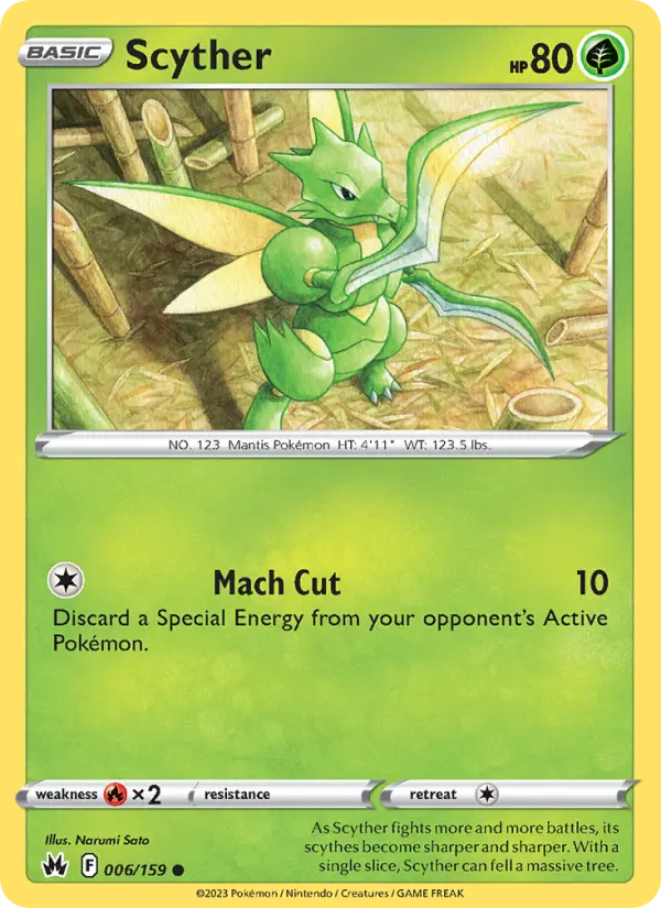 Scyther Common Pokemon card #006 from Crown Zenith