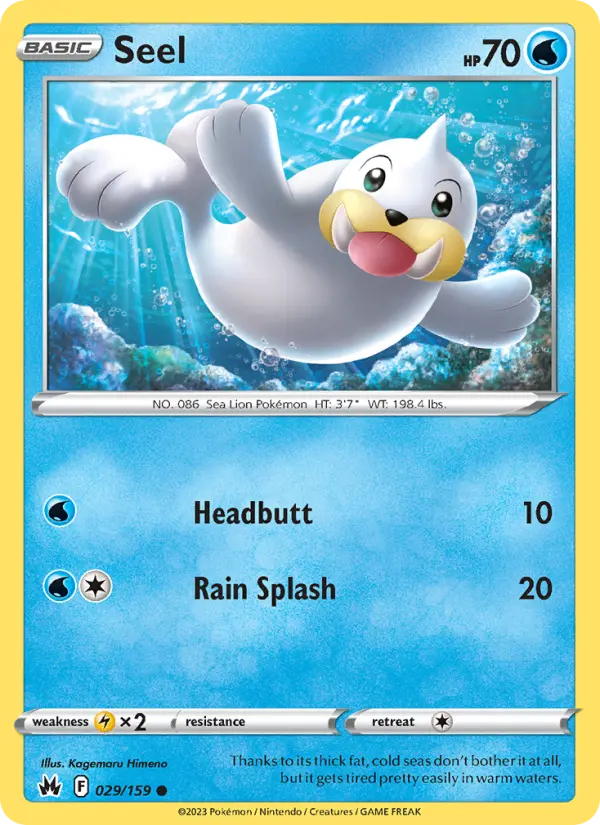 Seel Common Pokemon card #029 from Crown Zenith