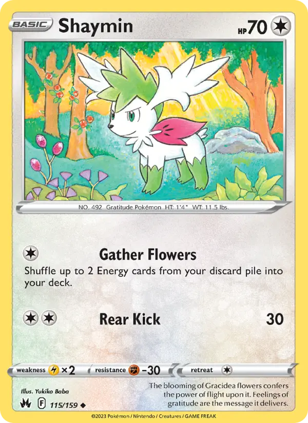 Shaymin Uncommon Pokemon card #115 from Crown Zenith