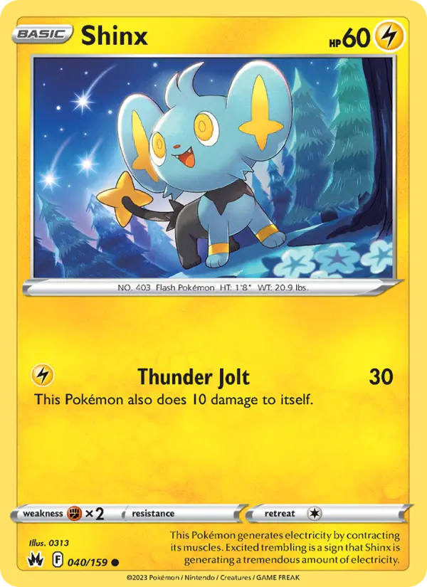 Shinx Common Pokemon card #040 from Crown Zenith
