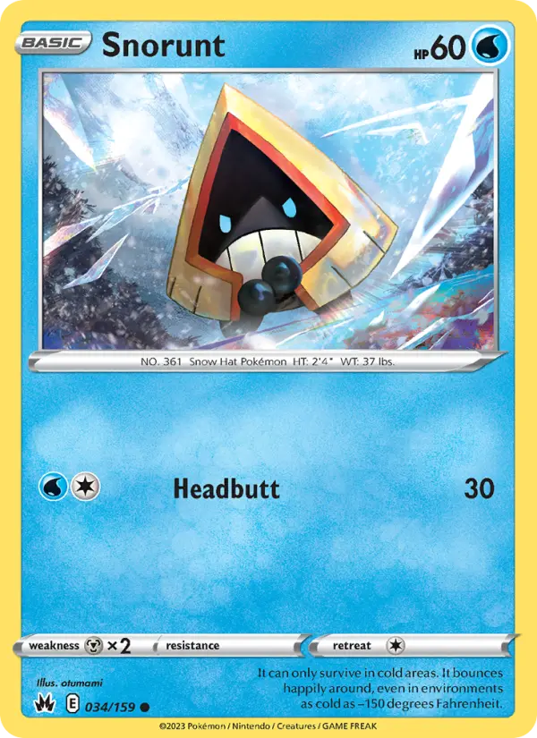 Snorunt Common Pokemon card #034 from Crown Zenith