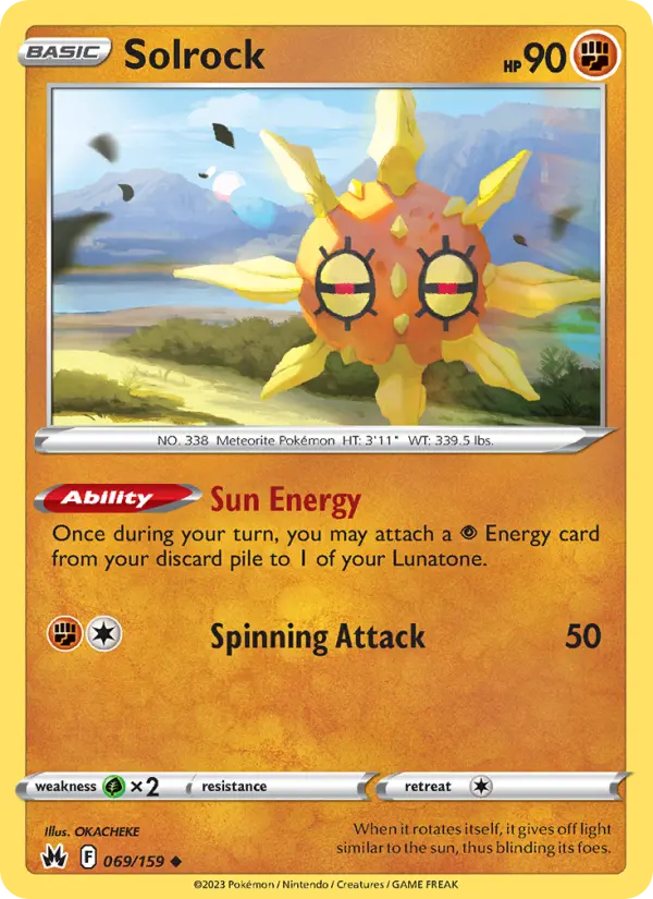 Solrock Uncommon Pokemon card #069 from Crown Zenith