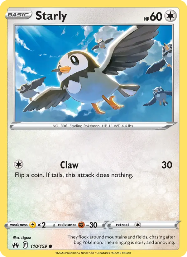 Starly Common Pokemon card #110 from Crown Zenith
