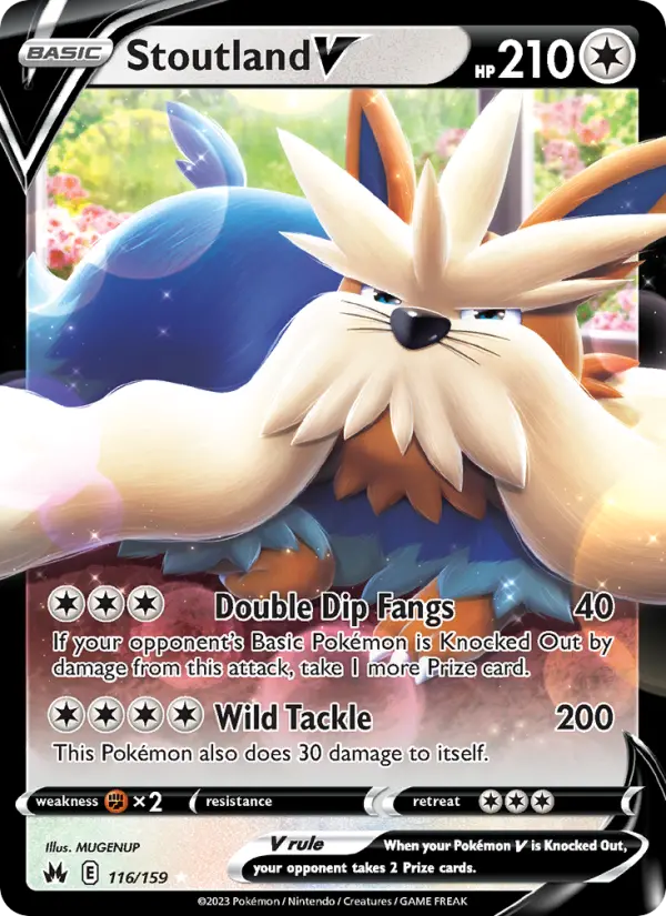 Stoutland V Holo Rare V Pokemon card #116 from Crown Zenith