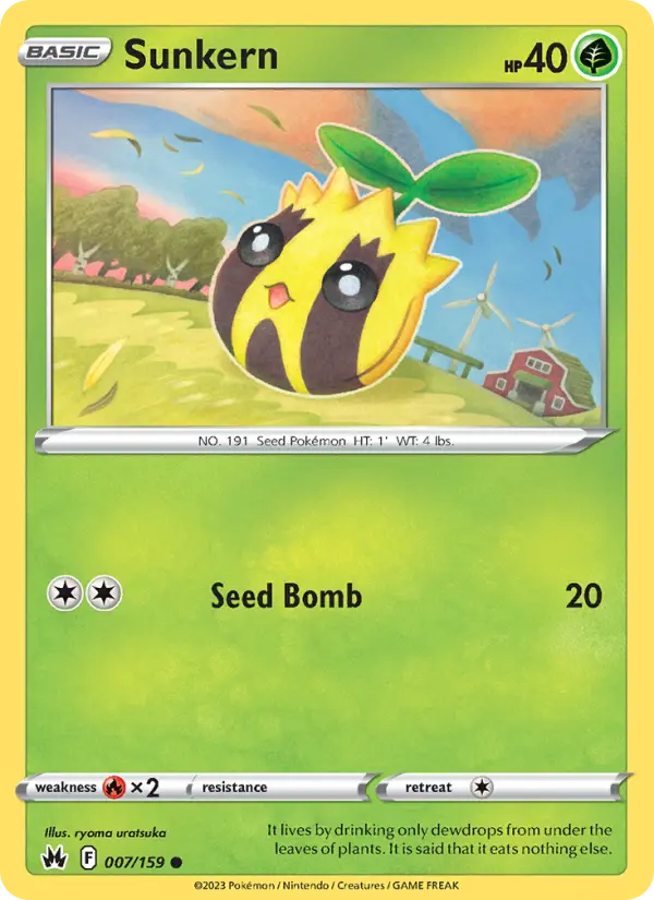 Sunkern Common Pokemon card #007 from Crown Zenith