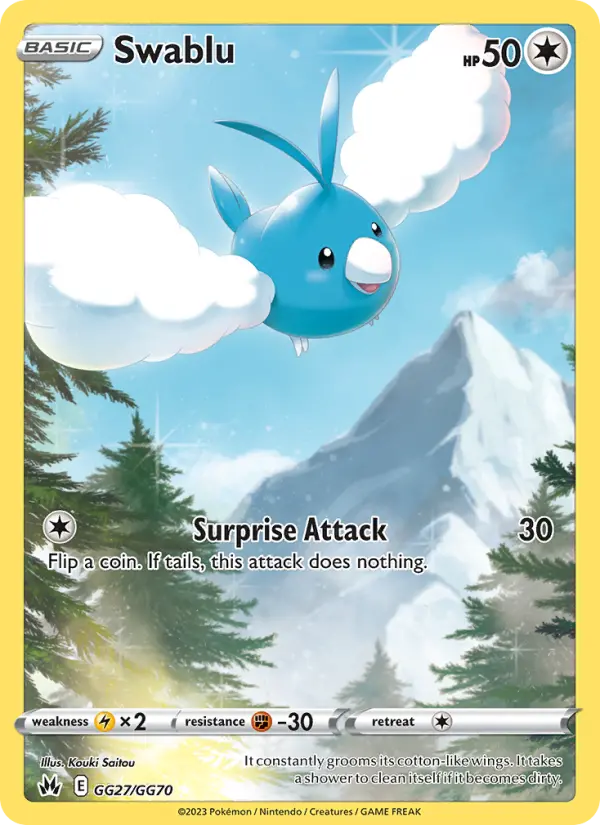 Swablu Rare Pokemon card #GG27 from Crown Zenith