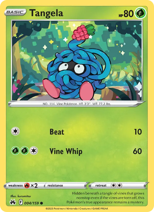 Tangela Common Pokemon card #004 from Crown Zenith