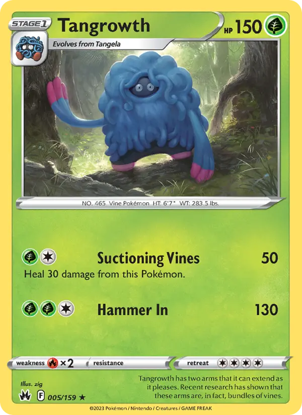 Tangrowth Rare Pokemon card #005 from Crown Zenith
