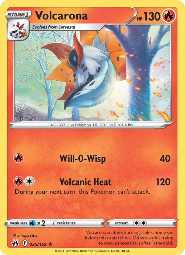 Volcarona Rare Pokemon card #025 from Crown Zenith