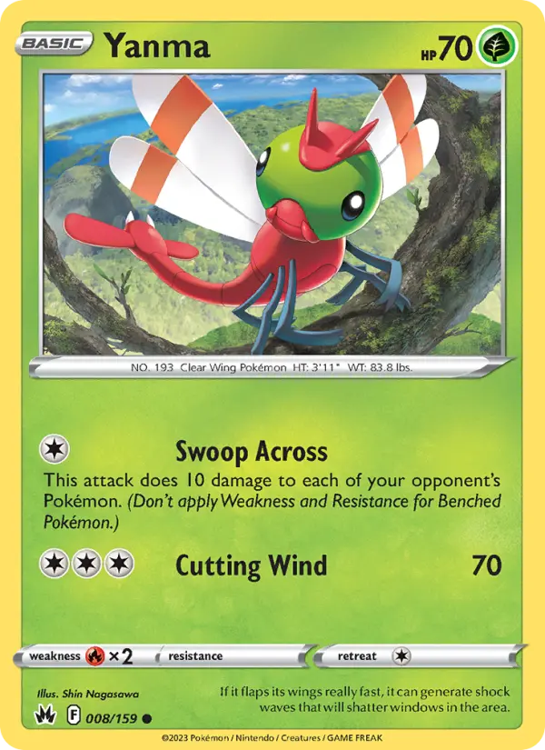 Yanma Common Pokemon card #008 from Crown Zenith
