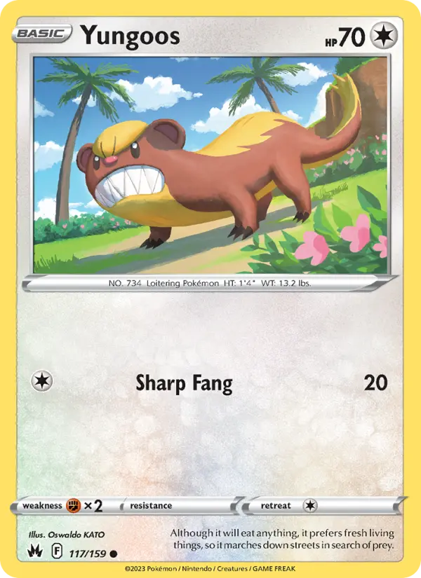 Yungoos Common Pokemon card #117 from Crown Zenith